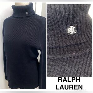 RALPH LAUREN Black Turtleneck Sweater - Size XL - EUC